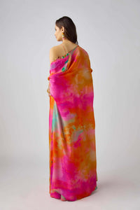MULTICOLOR SEQUINS LEAF EMBROIDERED CAPE SET