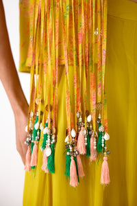 YELLOW EMBROIDERED JACKET SHARARA SET | Nishly Fashion House
