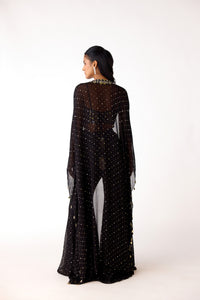 BLACK CORSET CAPE SHARARA SUIT SET