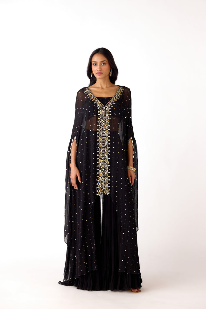 BLACK MIRROR GEORGETTE SHARARA SET | Nishly Fashion House
