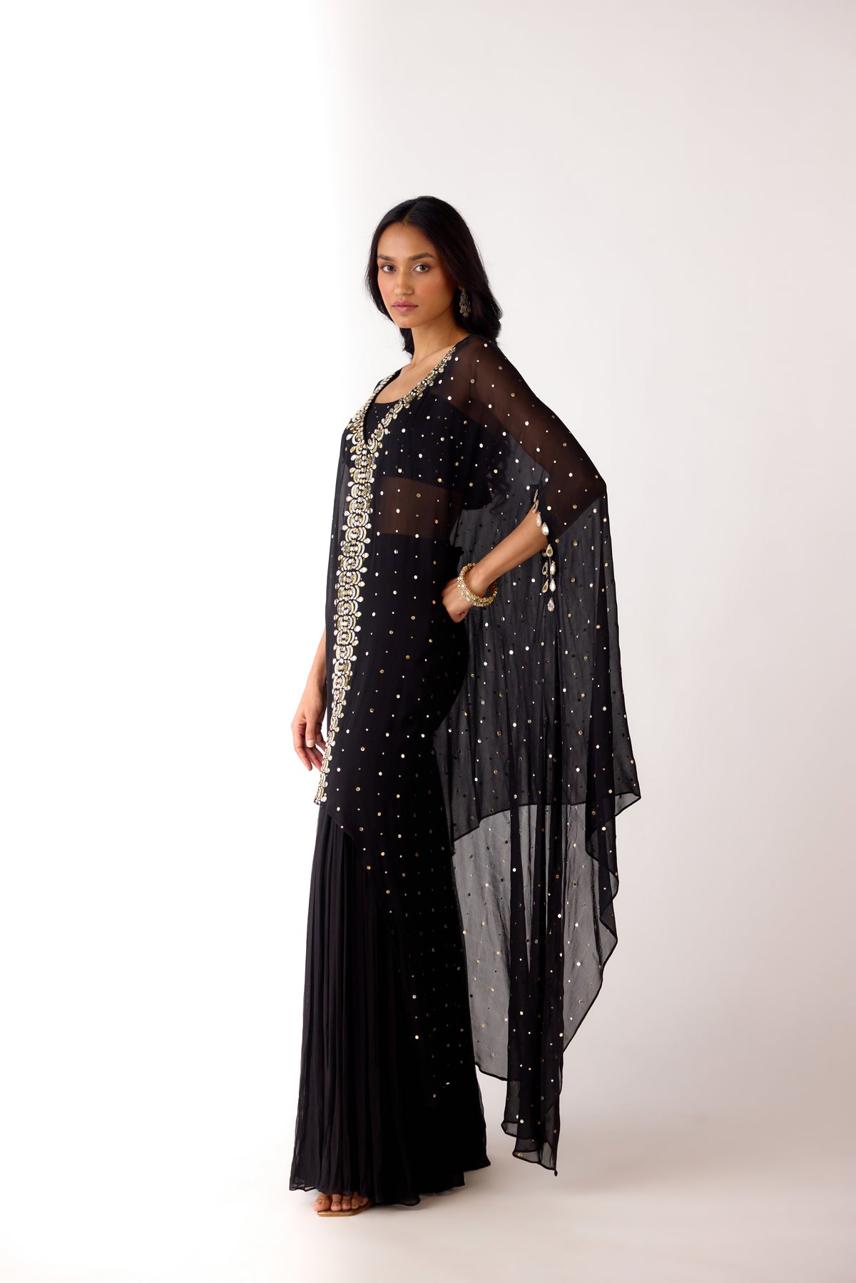 BLACK MIRROR GEORGETTE SHARARA SET | Nishly Fashion House