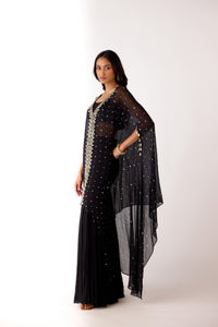 BLACK MIRROR GEORGETTE SHARARA SET | Nishly Fashion House