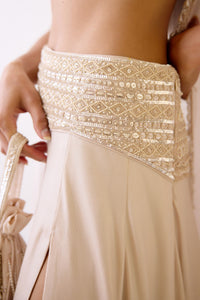 GOLD EMBROIDERED SLIT SKIRT & CAPE SET