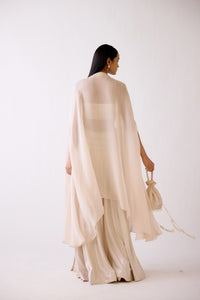 GOLD EMBROIDERED SLIT SKIRT & CAPE SET