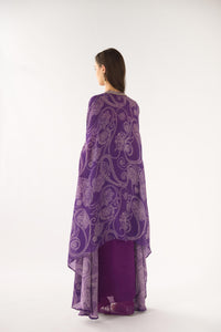 PURPLE GEORGETTE EMBROIDERED CAPE SET