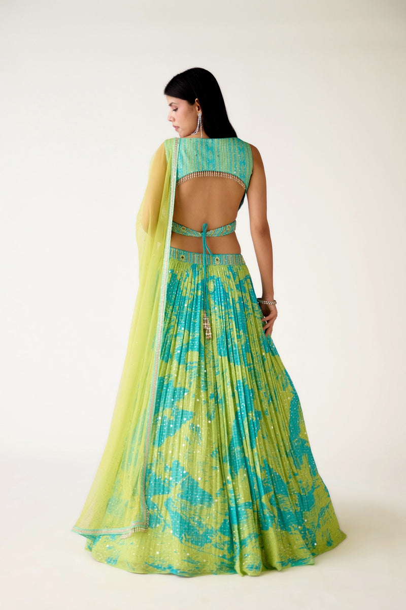 FIROZI GEORGETTE EMBROIDERED LEHENGA SET