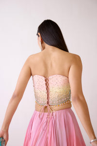 PINK CRYSTAL EMBROIDERED CORSET LEHENGA