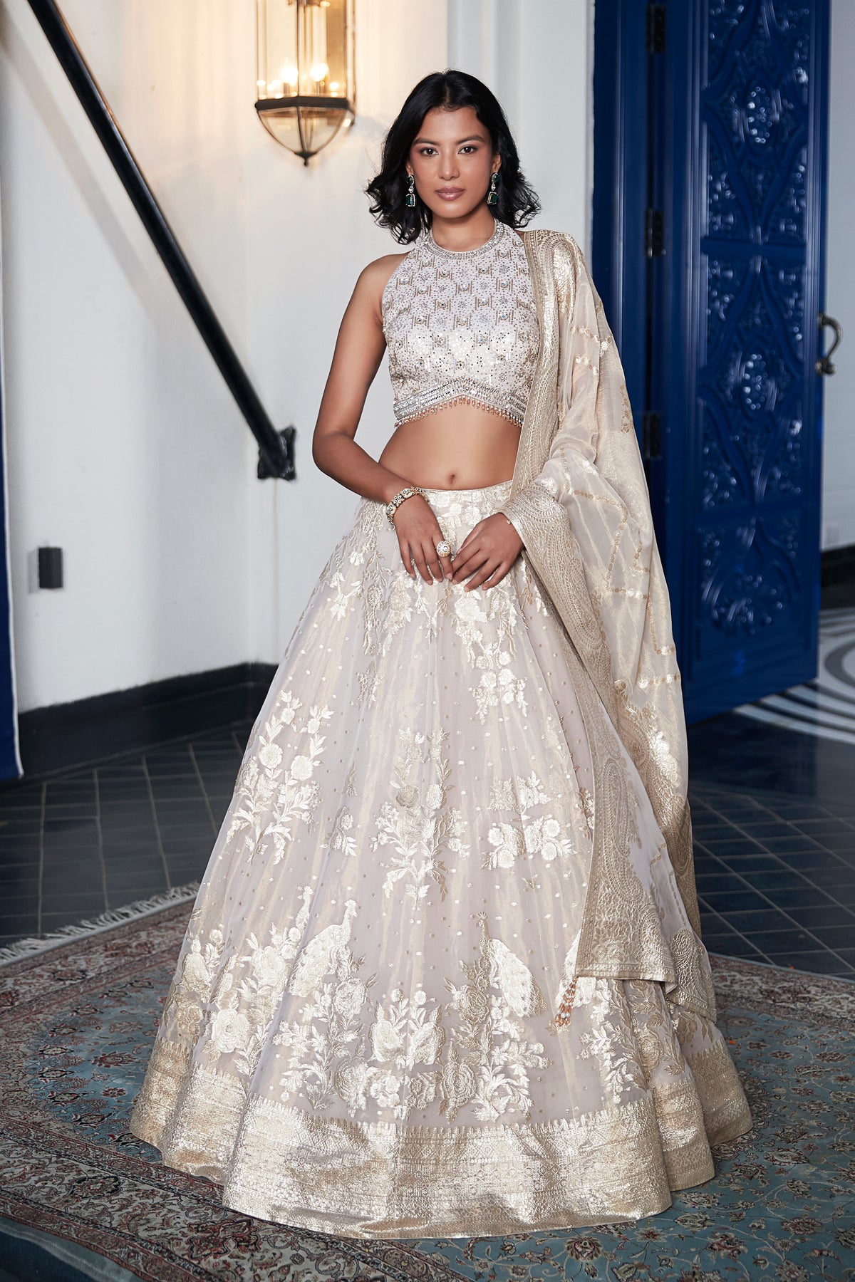 IVORY BANARASI TISSUE SILK LEHENGA SET