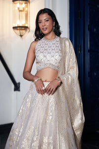 IVORY BANARASI TISSUE SILK LEHENGA SET