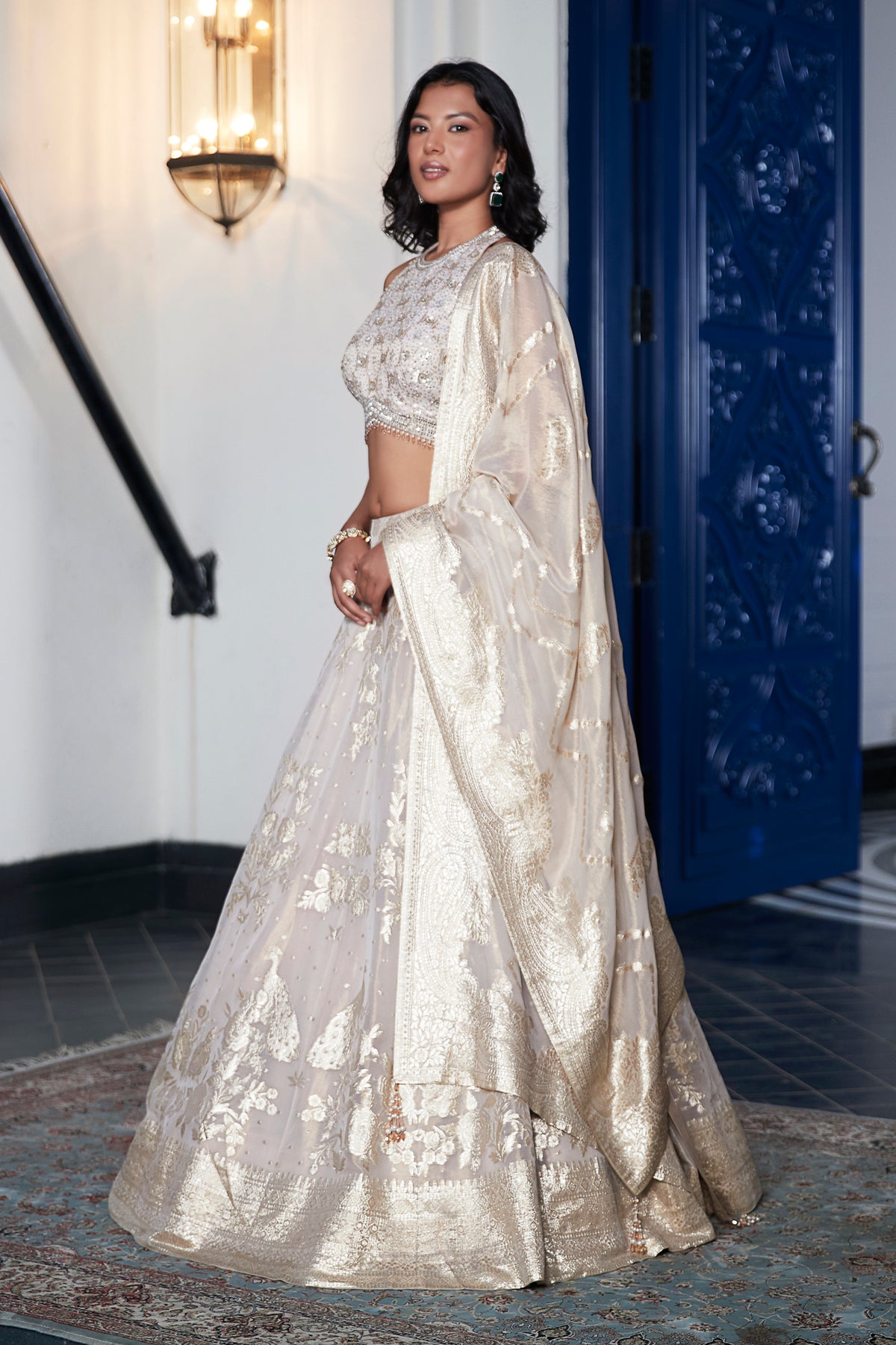 IVORY BANARASI TISSUE SILK LEHENGA SET
