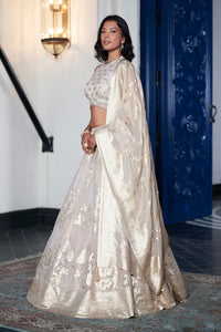 IVORY BANARASI TISSUE SILK LEHENGA SET