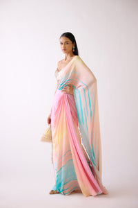 PINK EMBELLISHED PRE DRAPED SAREE