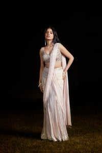 PINK SEQUINS EMBROIDERED READY TO WEAR SAREE