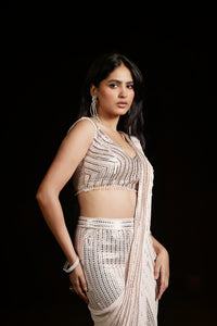 PINK SEQUINS EMBROIDERED READY TO WEAR SAREE