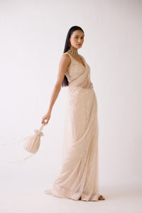 GOLD EMBROIDERED PRE DRAPED SAREE