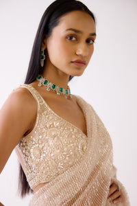 GOLD EMBROIDERED PRE DRAPED SAREE