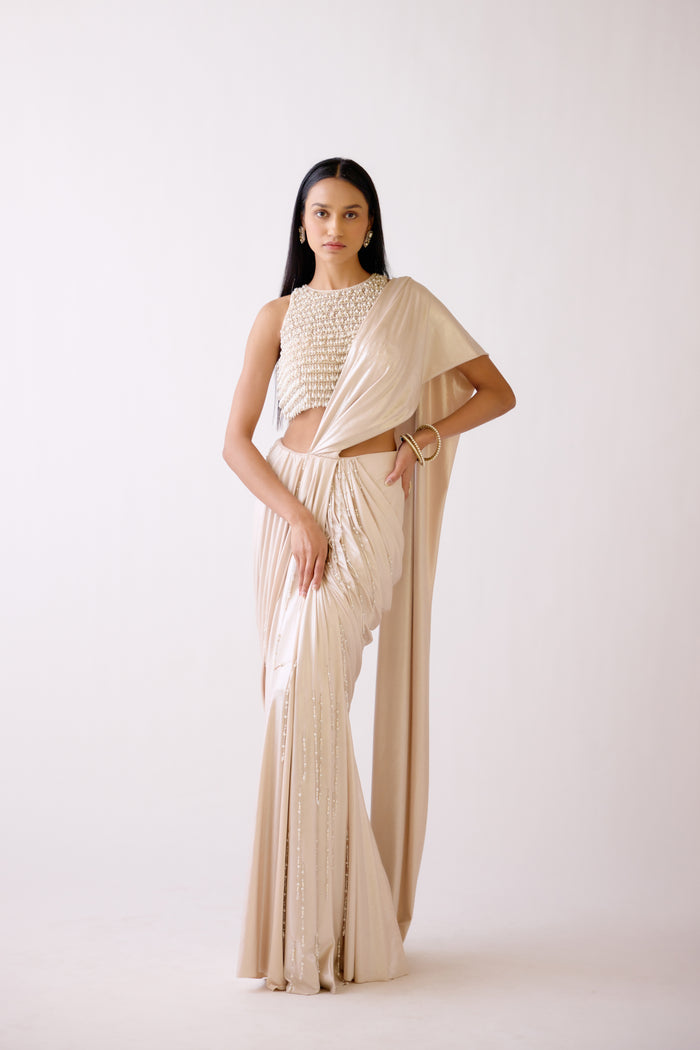 GOLD EMBROIDERED READY TO WEAR SAREE