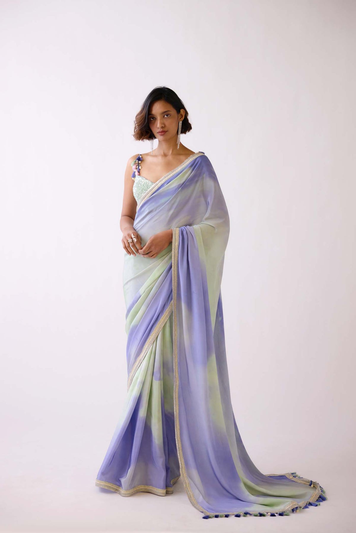 LILAC SEQUINS EMBROIDERED SAREE