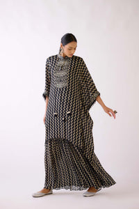 BLACK EMBROIDERED KAFTAN SET