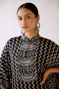 BLACK EMBROIDERED KAFTAN SET