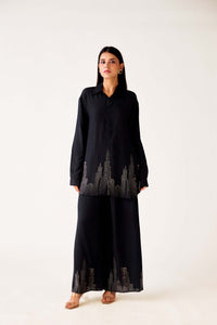 BLACK MUSLIN PRINTED CO-ORD SET