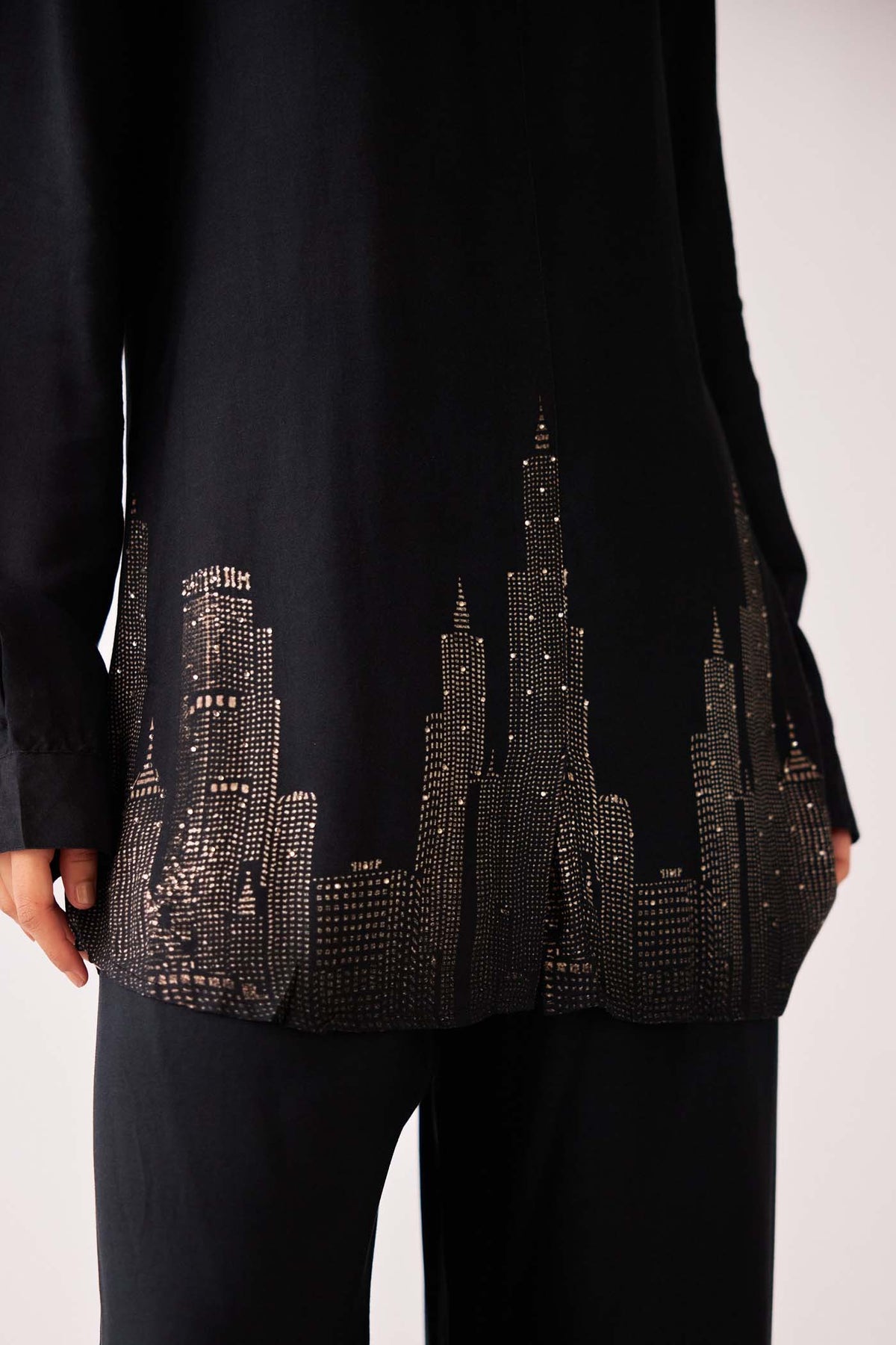 BLACK MUSLIN PRINTED CO-ORD SET