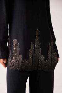 BLACK MUSLIN PRINTED CO-ORD SET