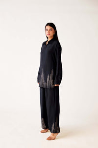 BLACK MUSLIN PRINTED CO-ORD SET