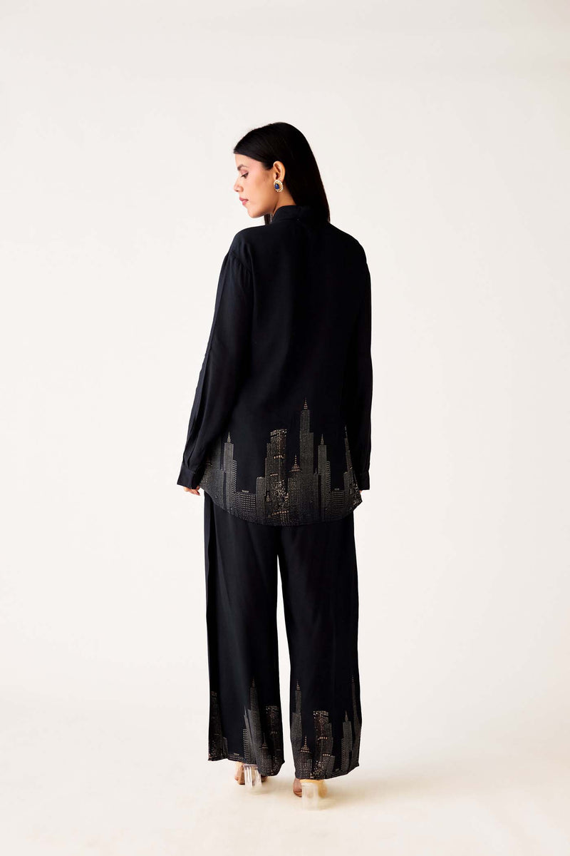 BLACK MUSLIN PRINTED CO-ORD SET