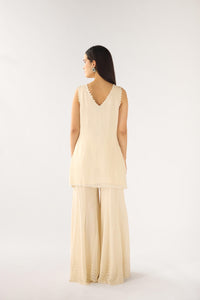 IVORY CHIFFON EMBROIDERED SHARARA SET