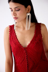 RED CHIFFON EMBROIDERED SHARARA SET