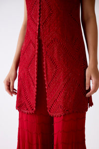 RED CHIFFON EMBROIDERED SHARARA SET