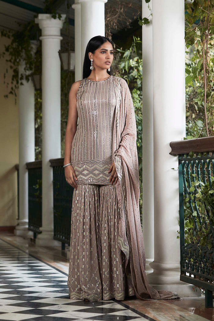 SEQUINS EMBROIDERED SHARARA SUIT