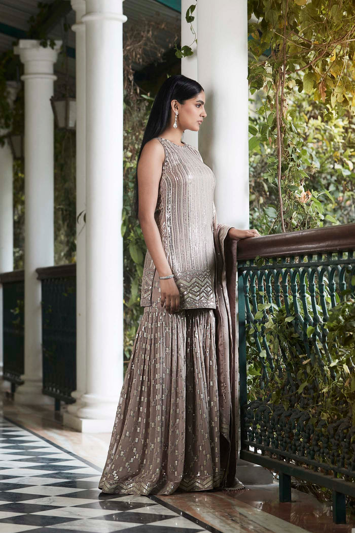 SEQUINS EMBROIDERED SHARARA SUIT