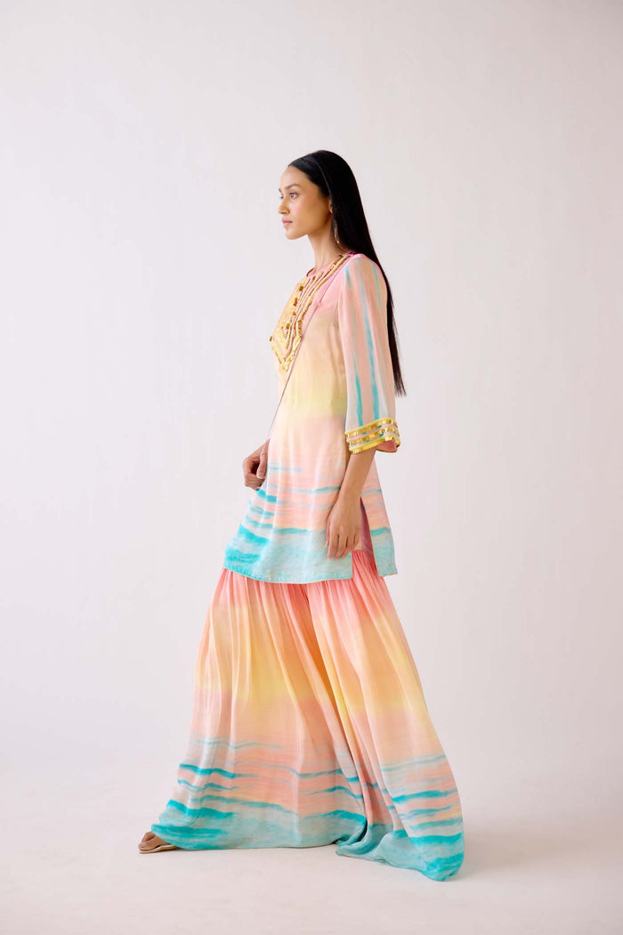 EMBELLISHED PINK SHARARA SET