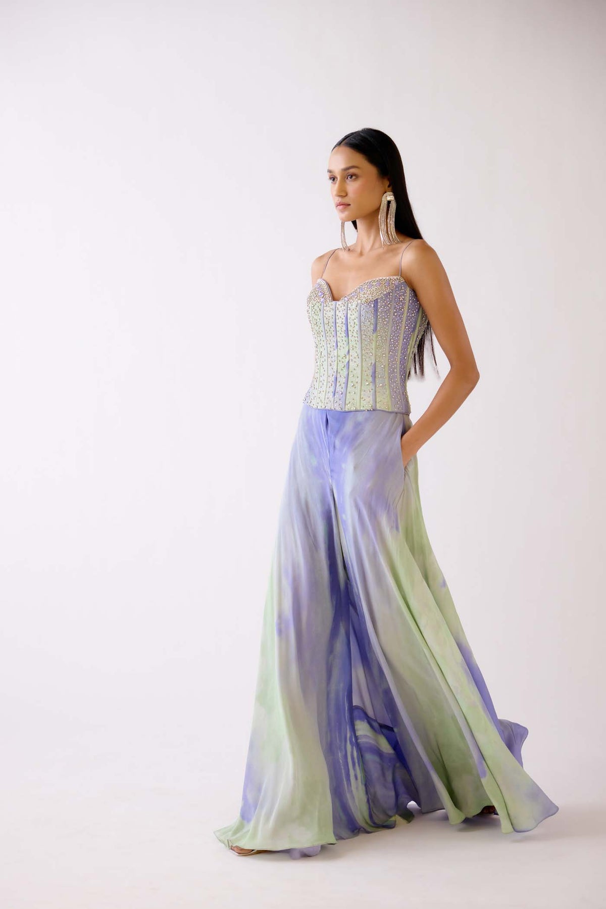 LILAC EMBELLISHED CORSET SHARARA SET