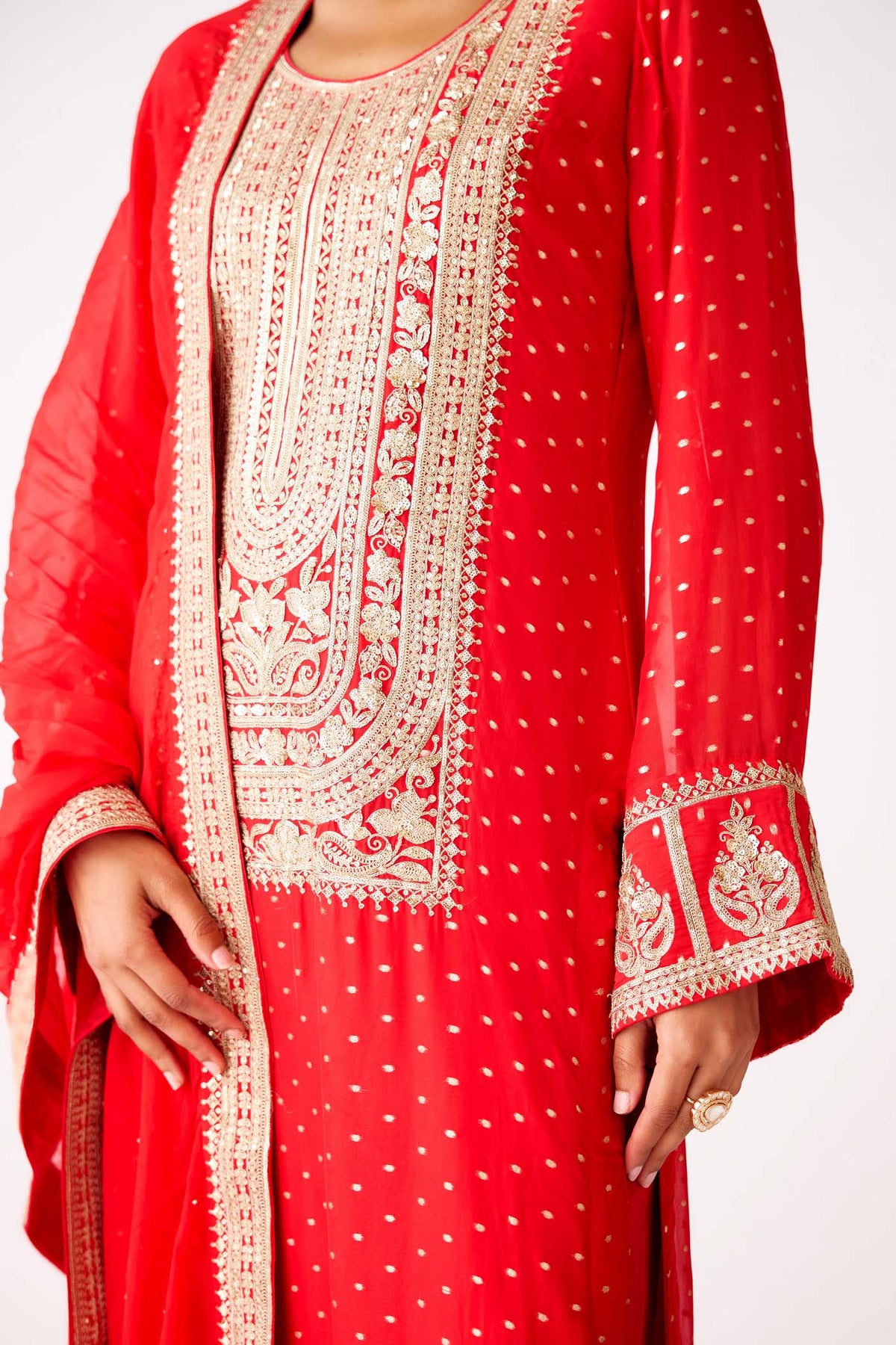 RED EMBROIDERED SUIT