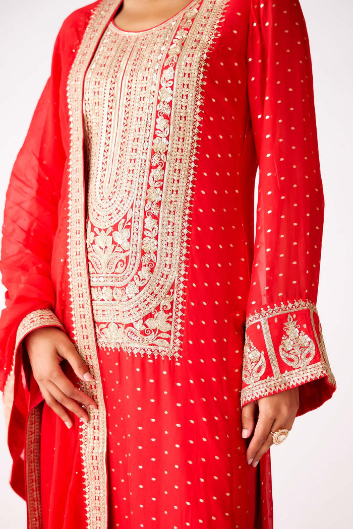 RED EMBROIDERED SUIT
