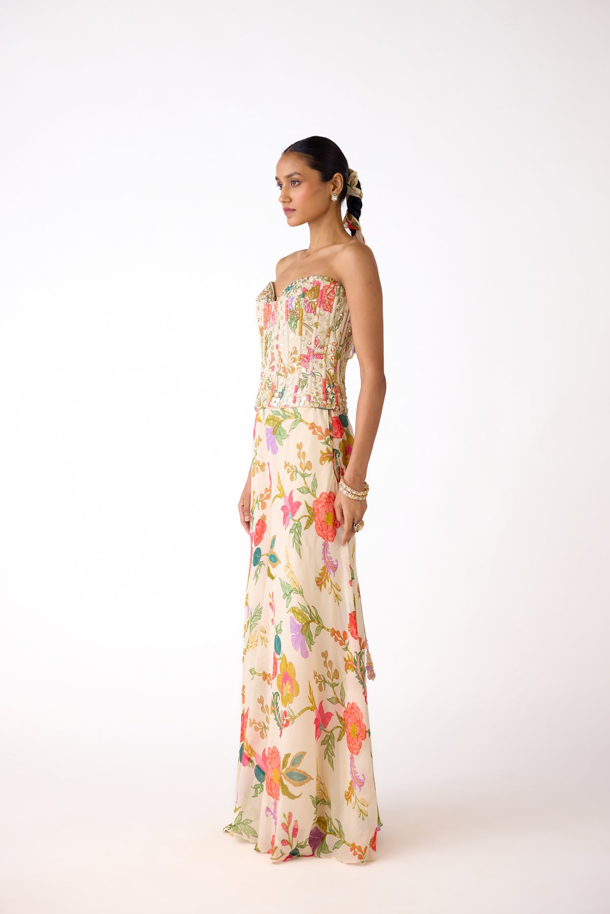 IVORY EMBELLISHED CORSET SHARARA SET | Nishly Fashion House