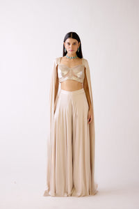 GOLD LEAF EMBELLISHED LONG SLEEVES PALAZZO SET