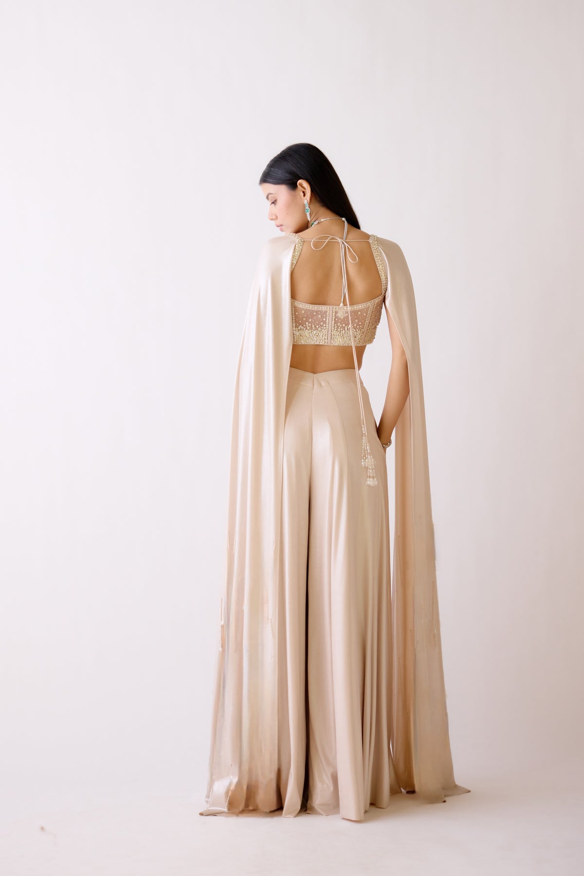 GOLD LEAF EMBELLISHED LONG SLEEVES PALAZZO SET