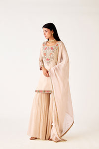 IVORY EMBROIDERED TISSUE SILK SUIT