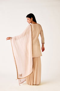 IVORY EMBROIDERED TISSUE SILK SUIT
