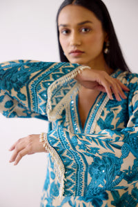 BLUE FLORAL PRINTED KURTA SET