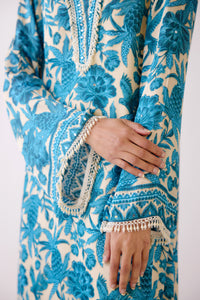 BLUE FLORAL PRINTED KURTA SET