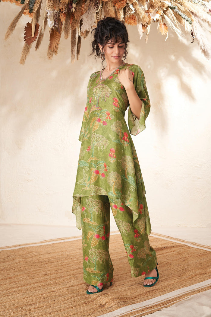 GREEN EMBROIDERED CO-ORD SET