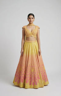 YELLOW SEQUINS EMBROIDERED LEHENGA SET