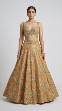 YELLOW MIRROR EMBROIDERED LEHENGA CHOLI SET