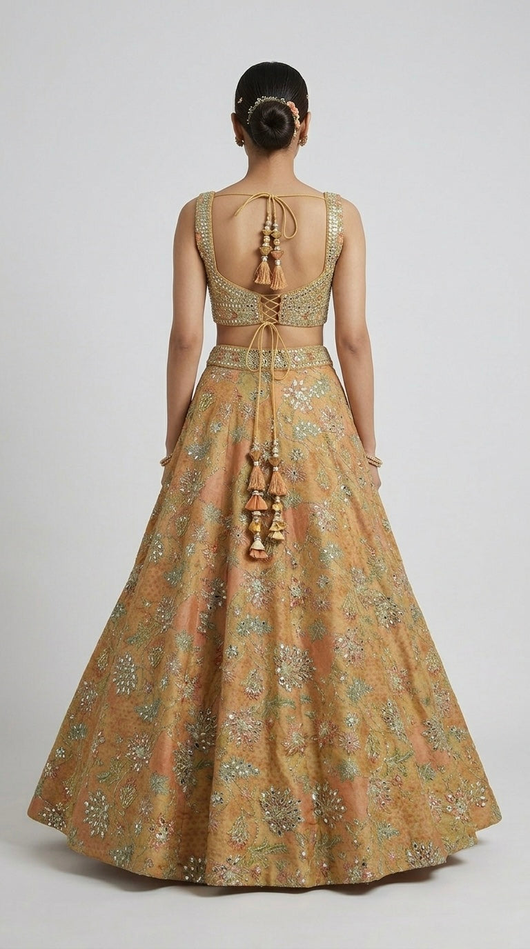 YELLOW MIRROR EMBROIDERED LEHENGA CHOLI SET