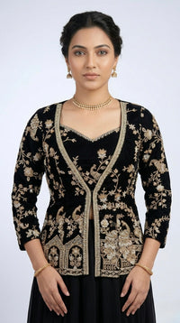 BLACK JACKET SHARARA SUIT SET